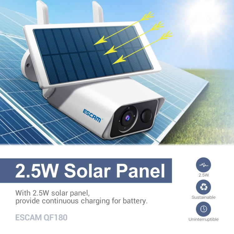 ESCAM QF180 H.265 3MP Solar Wifi IP Camera, Without Battery, QF180 ESCAM QF180 H.265 3MP Solar Wifi IP Camera, Without Battery, QF180